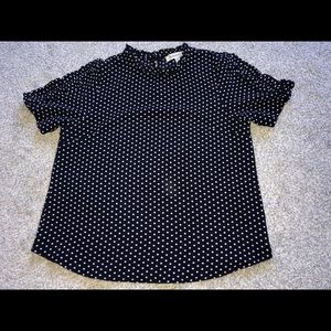 Polka dot Navy blue keyhole top